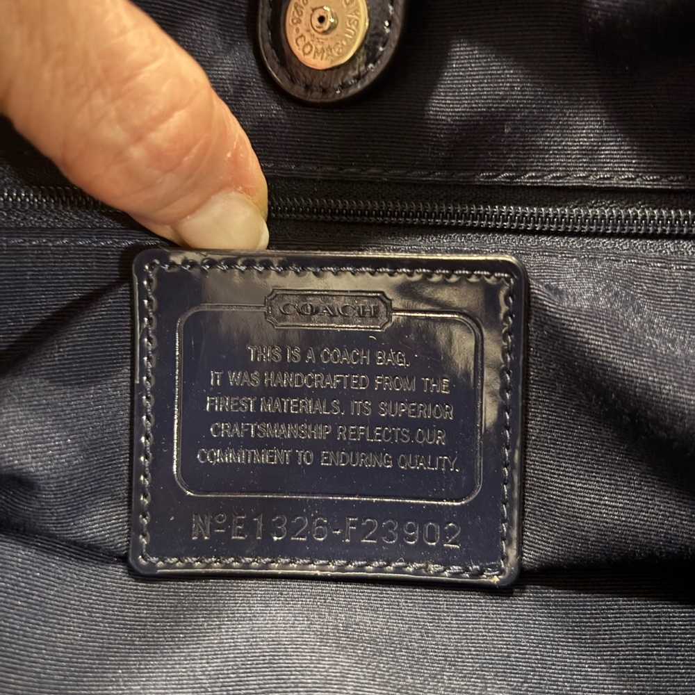 Coach E1326-F23902 Taylor Signature Op Art Navy & Orange Linear Carryall in GUC - Picture 3 of 16